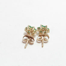 Load image into Gallery viewer, Vintage 10k Emerald Diamond Cluster Stud Earrings