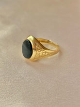 Load image into Gallery viewer, Vintage 9k Onyx Floral Ring 1981