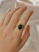 Load image into Gallery viewer, Vintage 9k Onyx Floral Ring 1981
