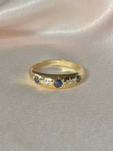 Load image into Gallery viewer, Vintage 9k Sapphire Diamond Eternity Gypsy Ring