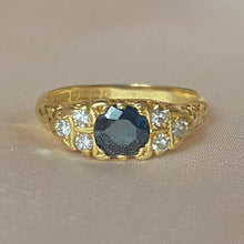 Load image into Gallery viewer, Vintage 18k Sapphire Diamond Ring 1965