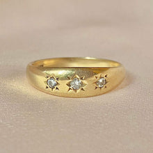 Load image into Gallery viewer, Vintage 9k Diamond Skinny Trilogy Gypsy Ring 1993