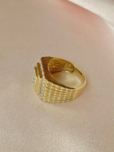 Load image into Gallery viewer, Vintage 9k Diamond Pave Signet Ring