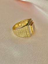 Load image into Gallery viewer, Vintage 9k Diamond Pave Signet Ring