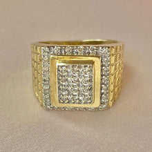Load image into Gallery viewer, Vintage 9k Diamond Pave Signet Ring