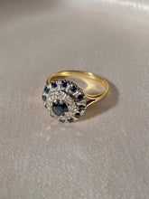 Load image into Gallery viewer, Vintage 18k Sapphire Diamond Target Cluster Ring