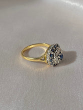 Load image into Gallery viewer, Vintage 18k Sapphire Diamond Target Cluster Ring