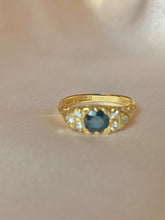 Load image into Gallery viewer, Vintage 18k Sapphire Diamond Ring 1965