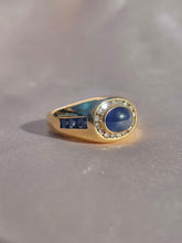 Load image into Gallery viewer, Vintage 14k Sapphire Cabochon Baguette Diamond Ring