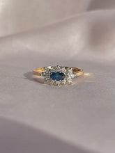 Load image into Gallery viewer, Vintage 9k Sapphire Diamond Cluster 1986