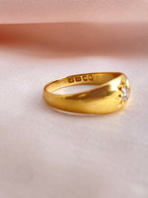 Load image into Gallery viewer, Antique 18k Diamond Solitaire Gypsy Ring 1913