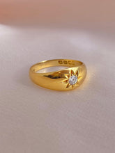 Load image into Gallery viewer, Antique 18k Diamond Solitaire Gypsy Ring 1913