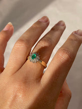 Load image into Gallery viewer, Vintage 9k Emerald Diamond Cluster Ring