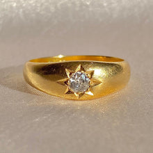 Load image into Gallery viewer, Antique 18k Diamond Solitaire Gypsy Ring 1887