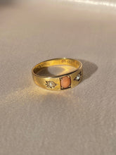 Load image into Gallery viewer, Antique 15k CoraI Pearl Gypsy Ring 1887