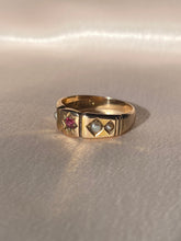 Load image into Gallery viewer, Antique 15k Ruby Pearl Gypsy Starburst Eternity Ring 1876