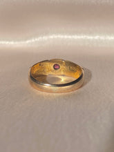 Load image into Gallery viewer, Antique 15k Ruby Pearl Gypsy Starburst Eternity Ring 1876