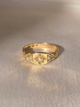 Load image into Gallery viewer, Antique 15k Pearl Starburst Gypsy Ring 1879