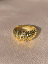 Load image into Gallery viewer, Vintage 9k Diamond Stripe Bombe Ring 1986