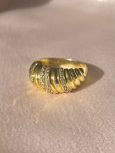 Load image into Gallery viewer, Vintage 9k Diamond Stripe Bombe Ring 1986