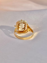 Load image into Gallery viewer, Vintage 14k Diamond Onyx Cameo Agate Swivel Ring