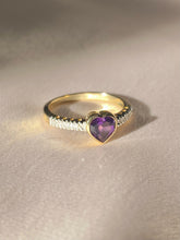 Load image into Gallery viewer, 9k Amethyst Diamond Heart Pavé Ring