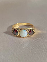 Load image into Gallery viewer, Vintage 9k Garnet Opal Boat Ring 1989