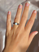 Load image into Gallery viewer, Vintage 9k Garnet Opal Boat Ring 1989
