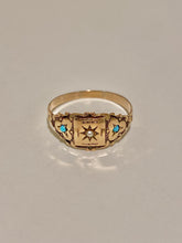 Load image into Gallery viewer, Antique 10k Turquoise Pearl Gypsy Trilogy Ring