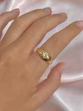 Load image into Gallery viewer, Antique 18k Diamond Solitaire Gypsy Ring 1913