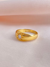 Load image into Gallery viewer, Antique 18k Diamond Solitaire Gypsy Ring 1913