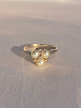 Load image into Gallery viewer, Vintage 10k Pearl Diamond Nested Cluster Ring