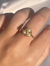 Load image into Gallery viewer, Vintage 10k Pearl Diamond Nested Cluster Ring