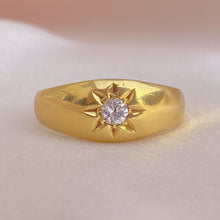 Load image into Gallery viewer, Antique 18k Diamond Solitaire Gypsy Ring 1913
