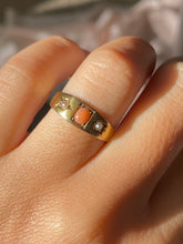 Load image into Gallery viewer, Antique 15k CoraI Pearl Gypsy Ring 1887