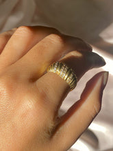 Load image into Gallery viewer, Vintage 9k Diamond Stripe Bombe Ring 1986