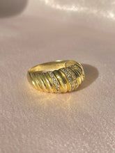 Load image into Gallery viewer, Vintage 9k Diamond Stripe Bombe Ring 1986