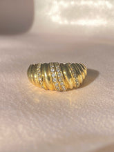 Load image into Gallery viewer, Vintage 9k Diamond Stripe Bombe Ring 1986