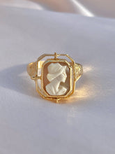 Load image into Gallery viewer, Vintage 14k Diamond Onyx Cameo Agate Swivel Ring