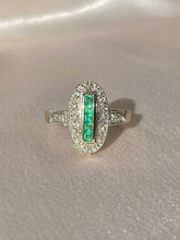 Load image into Gallery viewer, 9k Emerald Diamond Deco Cathedral Revival Ring