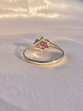 Load image into Gallery viewer, Vintage 9k Magenta Sapphire Flower Cluster Ring 1980
