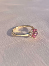 Load image into Gallery viewer, Vintage 9k Magenta Sapphire Flower Cluster Ring 1980