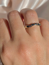 Load image into Gallery viewer, Vintage 14k White Gold Sapphire Wave Ring