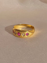 Load image into Gallery viewer, Antique 18k Ruby Diamond Eternity Gypsy Ring 1900