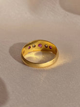 Load image into Gallery viewer, Antique 18k Ruby Diamond Eternity Gypsy Ring 1900