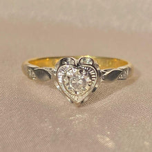 Load image into Gallery viewer, Vintage 18k Diamond Heart Ring 1968