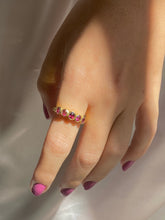 Load image into Gallery viewer, Vintage 18k Pink Gemstone Half Eternity Ring 1999