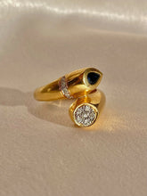 Load image into Gallery viewer, Vintage 14k Sapphire Diamond Cluster Bypass Ring