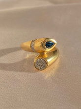 Load image into Gallery viewer, Vintage 14k Sapphire Diamond Cluster Bypass Ring