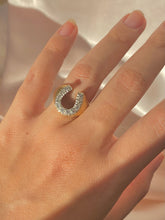 Load image into Gallery viewer, Vintage 14k Diamond Horseshoe Ring